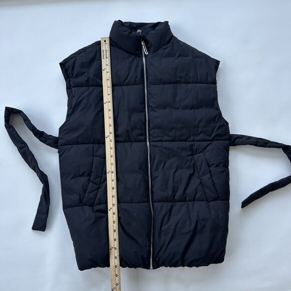 MANGO Padded Waistcoat Puffer Vest With Belt Black XS Waist Tie Oversize - Picture 8 of 9